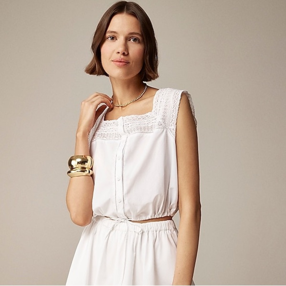 J. Crew Lace-trim cropped top NWOT